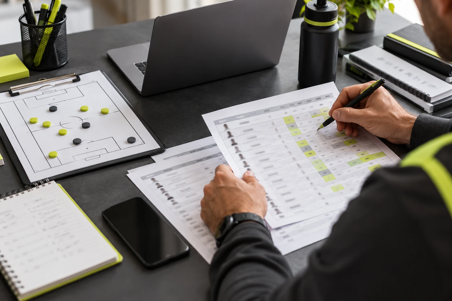 Club schedules and planning on a workspace