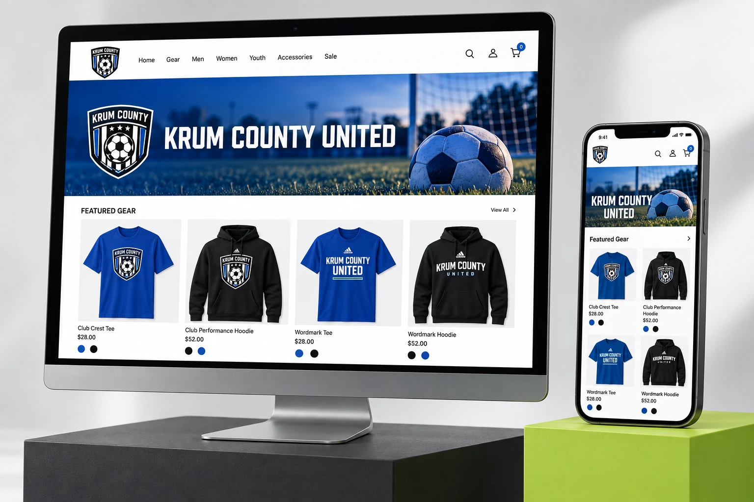 Desktop and mobile club storefront concept